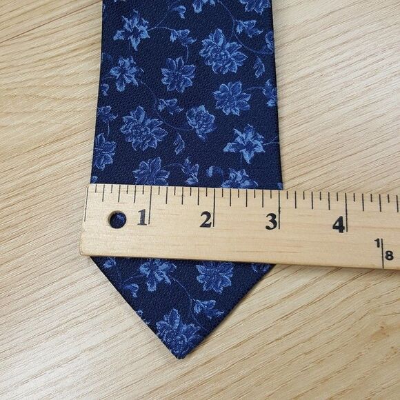 MICHAEL KORS Mens Neck Tie Navy Blue Floral Pointed Classic Silk Blend - Picture 5 of 6
